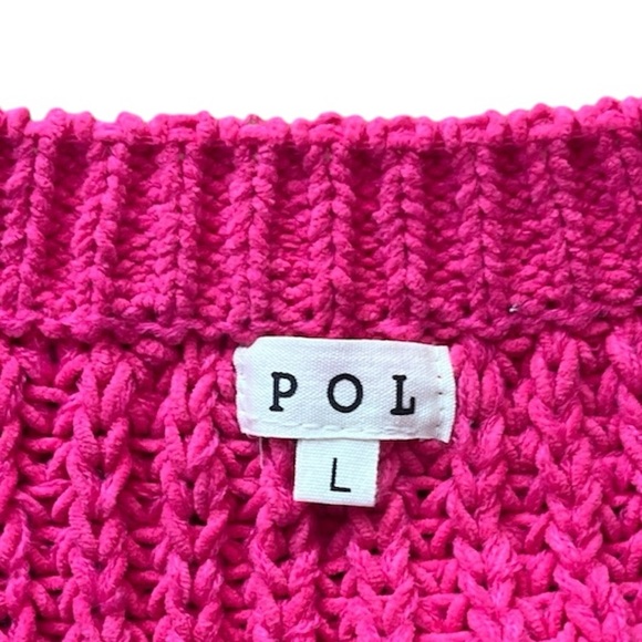 New POL Women's Vibrant Pink V-Neck Sweater Chunky Cable Knit Valentine’s Day - Picture 6 of 6